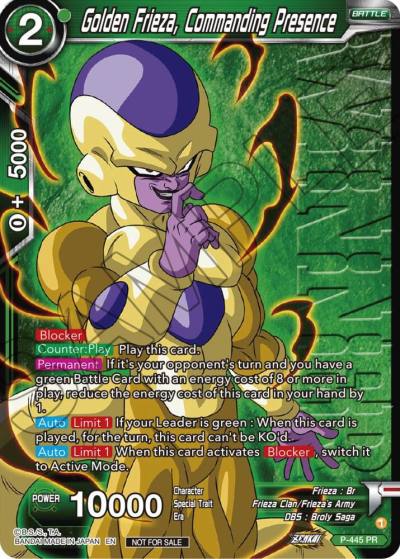 Golden Frieza Commanding Presence Winner P-445 Tournament Promotion Cards Dragonball Super card