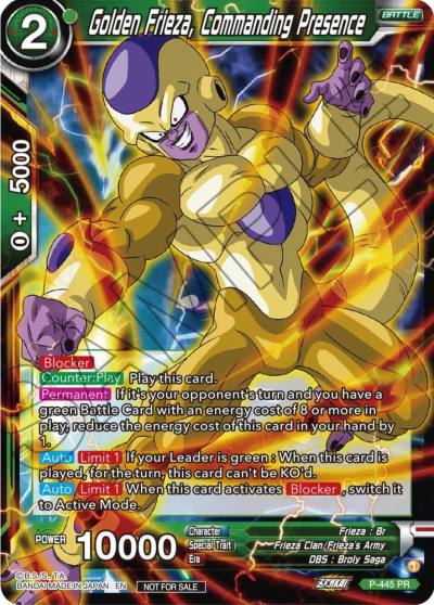 Golden Frieza Commanding Presence Zenkai Series Tournament Pack Vol2 P-445 Tournament Promotion Cards Dragonball Super card