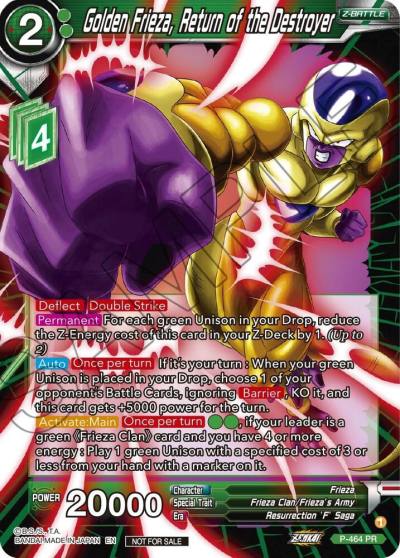 Golden Frieza Return of the Destroyer Z03 Dash Pack P-464 Promotion Cards Dragonball Super card