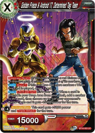 Golden Frieza and Android 17 Determined Tag Team BT16-003 Realm of the Gods Dragonball Super card