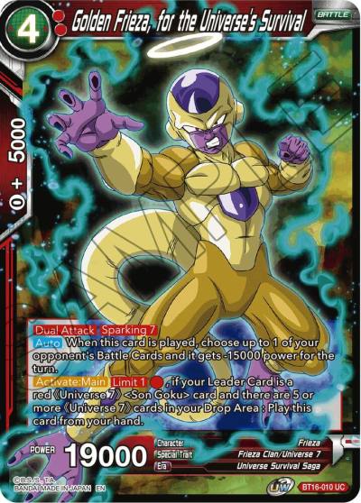 Golden Frieza for the Universes Survival BT16-010 Realm of the Gods Dragonball Super card