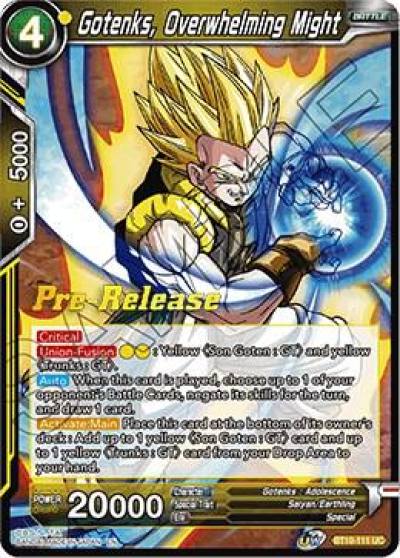 Gotenks Overwhelming Might BT10-111 Rise of the Unison Warrior Pre-Release Cards Dragonball Super card