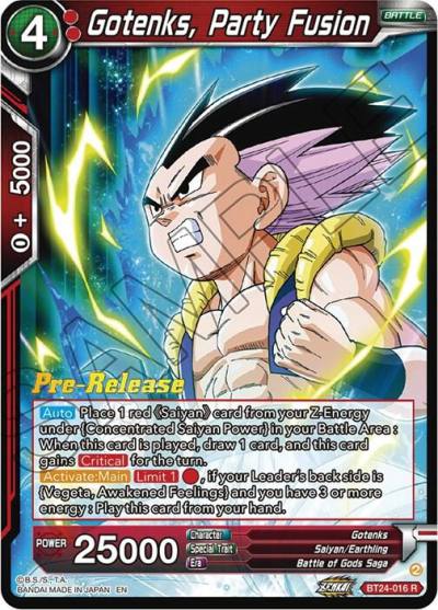 Gotenks Party Fusion BT24-016 Beyond Generations Pre-Release Cards Dragonball Super card