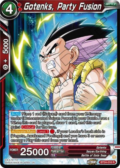 Gotenks Party Fusion BT24-016 Beyond Generations Dragonball Super card