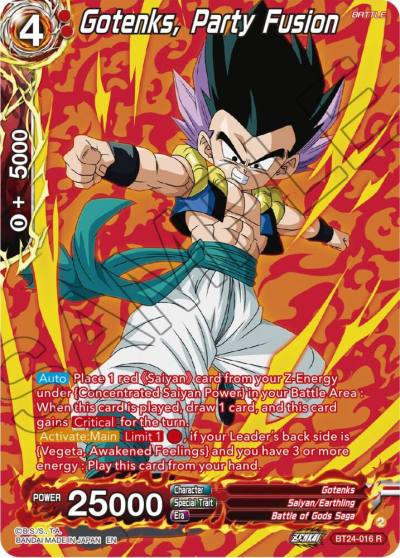 Gotenks Party Fusion Collector Booster Silver BT24-016 Beyond Generations Dragonball Super card