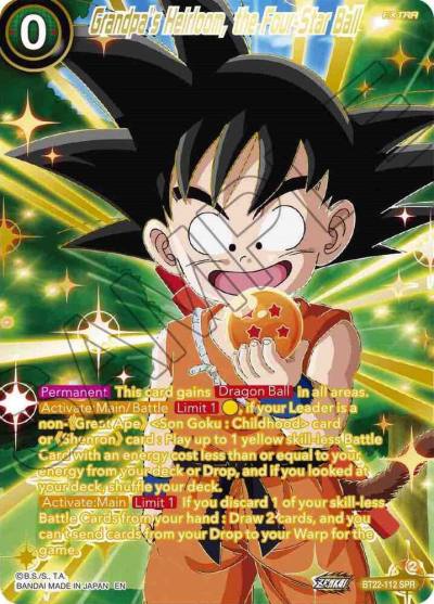Grandpas Heirloom the Four Star Ball SPR BT22-112 Critical Blow Dragonball Super card