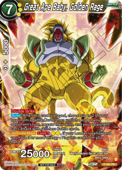 Great Ape Baby Golden Rage Zenkai Series Tournament Pack Vol7 P-583 Tournament Promotion Cards Dragonball Super card
