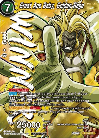 Great Ape Baby Golden Rage Zenkai Series Tournament Pack Vol7 Winner P-583 Tournament Promotion Cards Dragonball Super card