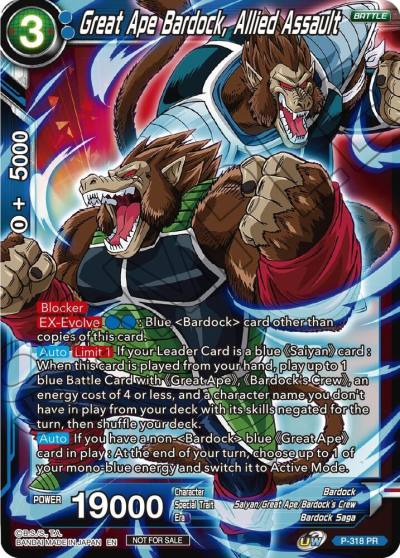 Great Ape Bardock Allied Assault P-318 Tournament Promotion Cards Dragonball Super card