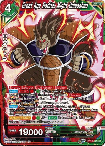Great Ape Raditz Might Unleashed BT15-145 Saiyan Showdown Dragonball Super card