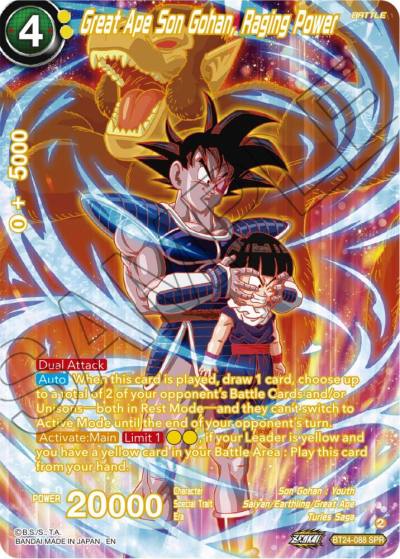Great Ape Son Gohan Raging Power SPR BT24-088 Beyond Generations Dragonball Super card