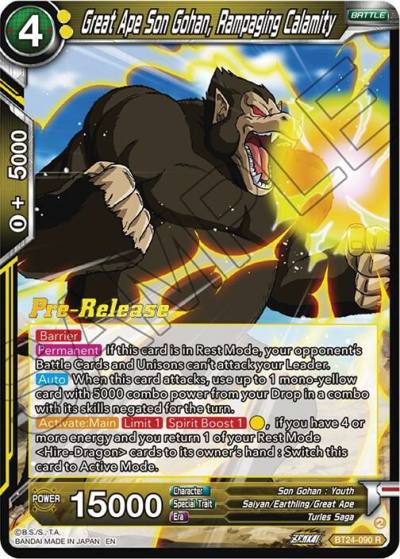 Great Ape Son Gohan Rampaging Calamity BT24-090 Beyond Generations Pre-Release Cards Dragonball Super card