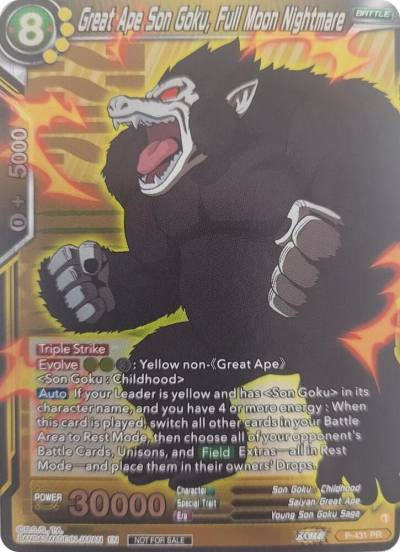 Great Ape Son Goku Full Moon Nightmare Championship Pack 2022 Vol3 P-431 Tournament Promotion Cards Dragonball Super card