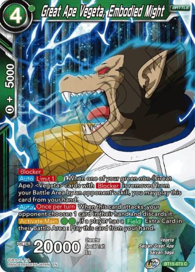 Great Ape Vegeta Embodied Might BT15-073 Saiyan Showdown Dragonball Super card