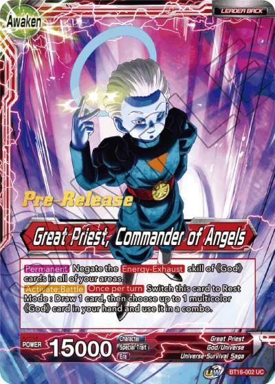 Great Priest Great Priest Commander of Angels BT16-002 Realm of the Gods Pre-Release Cards Dragonball Super card