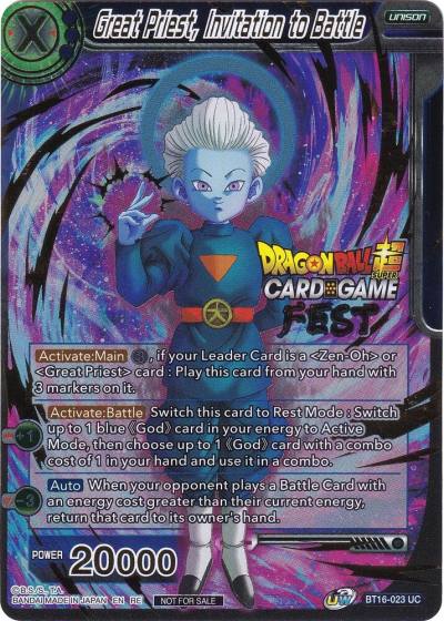 Great Priest Invitation to Battle Card Game Fest 2022 BT16-023 Tournament Promotion Cards Dragonball Super card