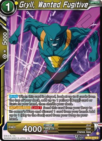 Gryll Wanted Fugitive BT31-078 Impact Beyond Dimensions Dragonball Super card