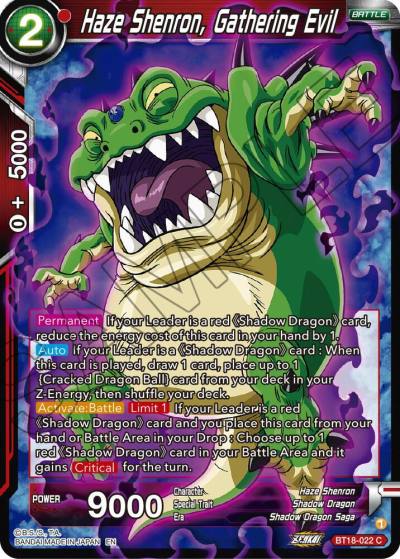 Haze Shenron Gathering Evil BT18-022 Dawn of the Z-Legends Dragonball Super card