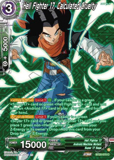 Hell Fighter 17 Calculated Cruelty Silver Foil BT20-075 Power Absorbed Dragonball Super card