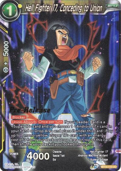 Hell Fighter 17 Conceding to Union BT14-110 Cross Spirits Pre-Release Cards Dragonball Super card