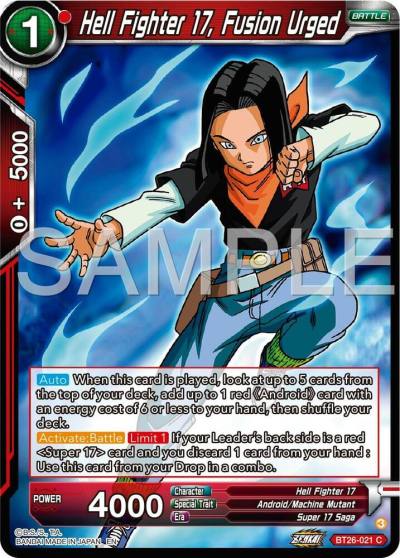 Hell Fighter 17 Fusion Urged BT26-021 Ultimate Advent Dragonball Super card
