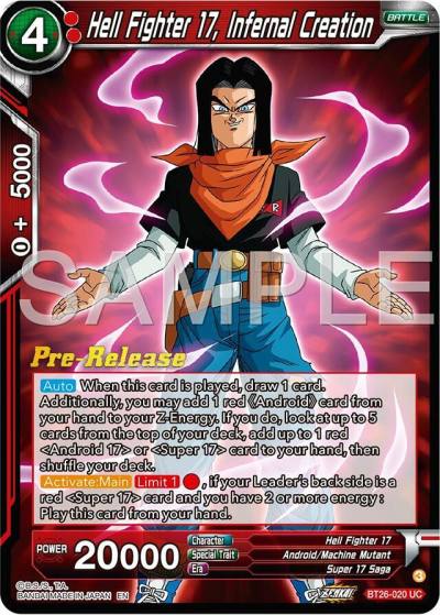Hell Fighter 17 Infernal Creation BT26-020 Ultimate Advent Pre-Release Cards Dragonball Super card