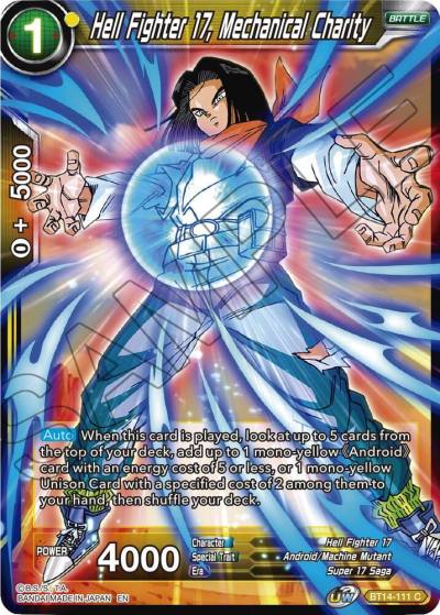 Hell Fighter 17 Mechanical Charity BT14-111 Cross Spirits Dragonball Super card