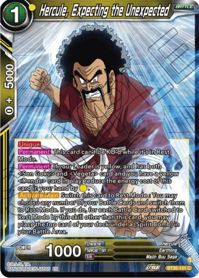 Hercule Expecting the Unexpected Foil BT20-101 Power Absorbed Dragonball Super card