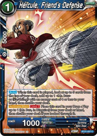 Hercule Friends Defense BT21-057 Wild Resurgence Dragonball Super card