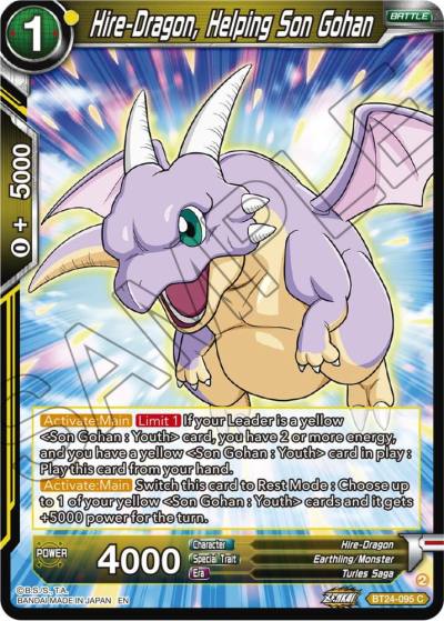 Hire Dragon Helping Son Gohan BT24-095 Beyond Generations Dragonball Super card