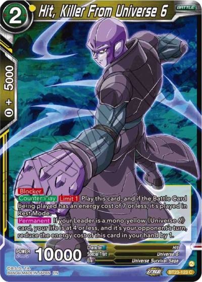 Hit Killer From Universe 6 BT23-123 Perfect Combination Dragonball Super card