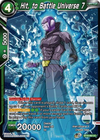 Hit to Battle Universe 7 BT16-062 Realm of the Gods Dragonball Super card