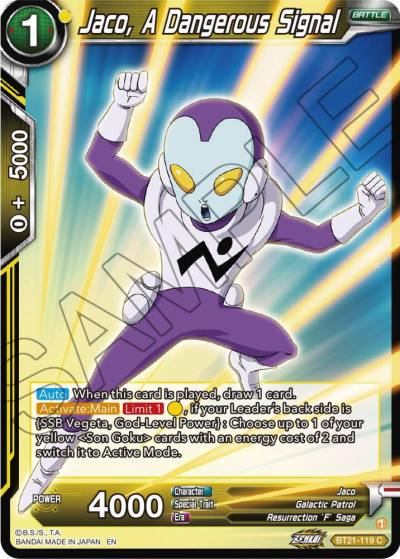 Jaco A Dangerous Signal BT21-119 Wild Resurgence Dragonball Super card