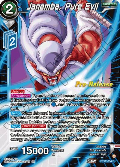 Janemba Pure Evil BT22-034 Critical Blow Pre-Release Cards Dragonball Super card