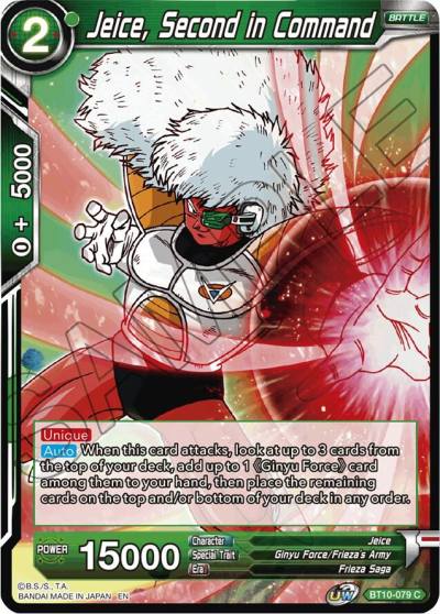 Jeice Second in Command BT10-079 Rise of the Unison Warrior Dragonball Super card