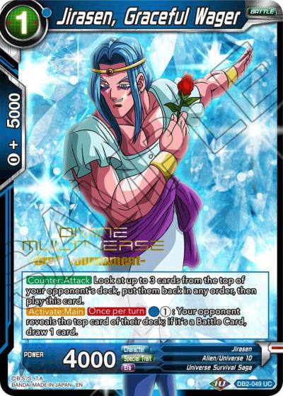 Jirasen Graceful Wager Divine Multiverse Draft Tournament DB2-049 Tournament Promotion Cards Dragonball Super card