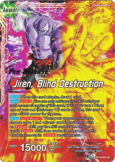 Jiren Jiren Blind Destruction BT14-002 Cross Spirits Pre-Release Cards Dragonball Super card