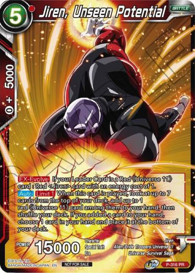 Jiren Unseen Potential P-316 Tournament Promotion Cards Dragonball Super card