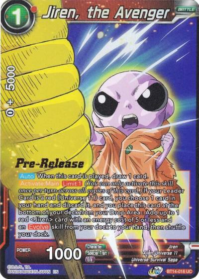 Jiren the Avenger BT14-018 Cross Spirits Pre-Release Cards Dragonball Super card