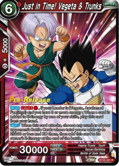 Just in Time Vegeta and Trunks BT25-031 Legend of the Dragon Balls Pre-Release Cards Dragonball Super card