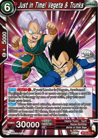 Just in Time Vegeta and Trunks BT25-031 Legend of the Dragon Balls Dragonball Super card