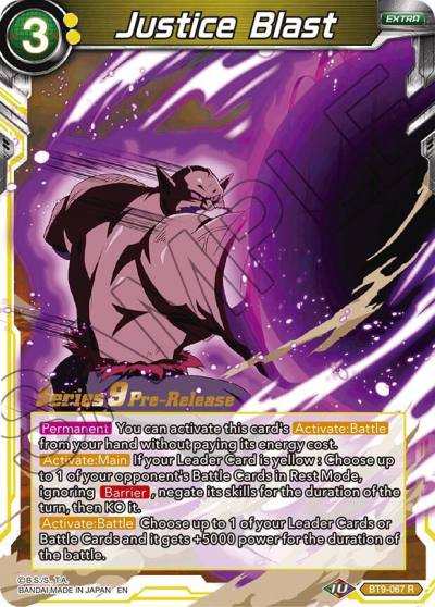 Justice Blast BT9-067 Universal Onslaught Pre-Release Cards Dragonball Super card