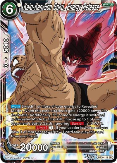 Kaio Ken Son Goku Energy Release BT30-111 Three Glorious Fighters Dragonball Super card