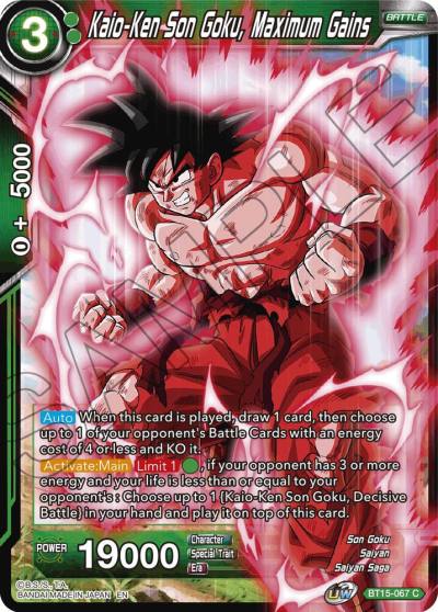 Kaio Ken Son Goku Maximum Gains BT15-067 Saiyan Showdown Dragonball Super card