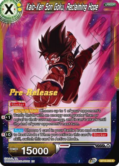 Kaio Ken Son Goku Reclaiming Hope BT15-093 Saiyan Showdown Pre-Release Cards Dragonball Super card