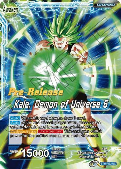 Kale Kale Demon of Universe 6 BT15-032 Saiyan Showdown Pre-Release Cards Dragonball Super card