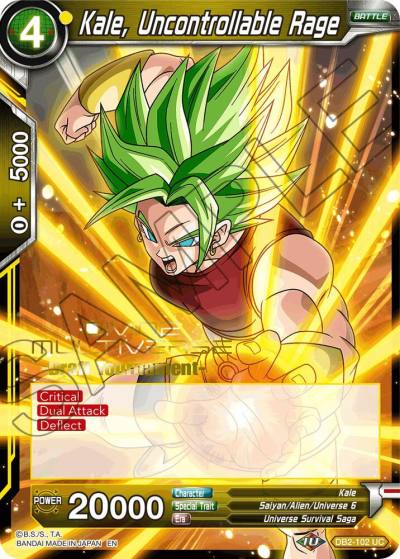 Kale Uncontrollable Rage Divine Multiverse Draft Tournament DB2-102 Tournament Promotion Cards Dragonball Super card