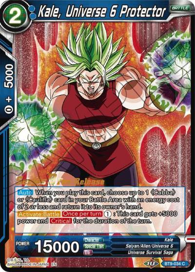 Kale Universe 6 Protector BT9-034 Universal Onslaught Pre-Release Cards Dragonball Super card