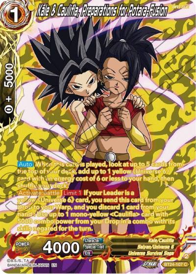 Kale and Caulifla Preparations for Potara Fusion Collector Booster Silver BT24-107 Beyond Generations Dragonball Super card