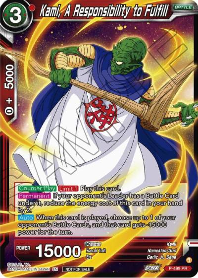 Kami A Responsibility to Fulfill Zenkai Series Tournament Pack Vol4 P-499 Tournament Promotion Cards Dragonball Super card